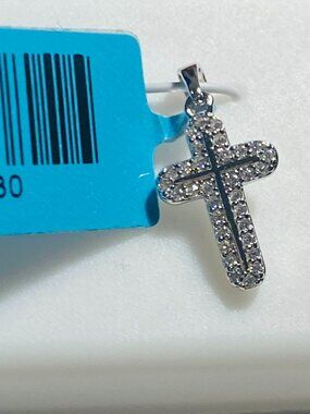 Dainty Sterling Silver Moissanite Cross Necklace